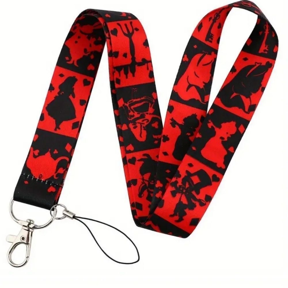 Alice in Wonderland lanyard queen of hearts necklace strap ID holder